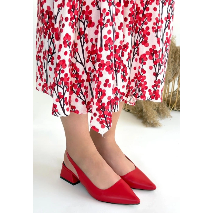 Morji Kırmızı Cilt Topuklu Ayakkabı