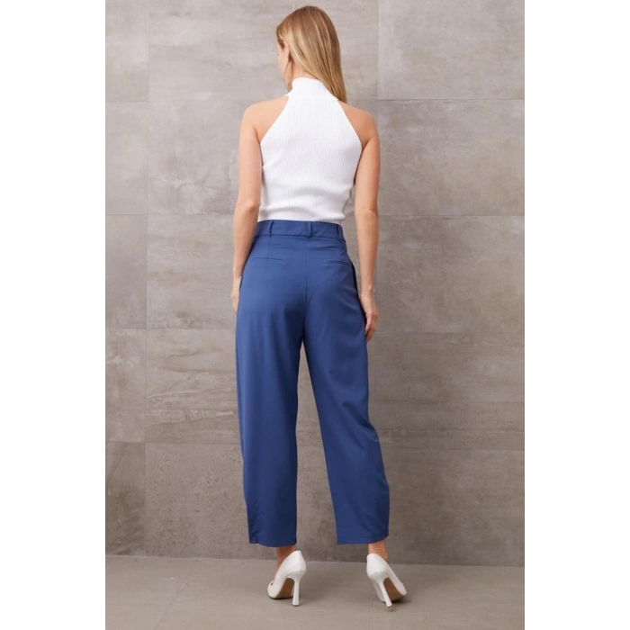 Paçası Düğmeli Yüksek Bel Pantolon