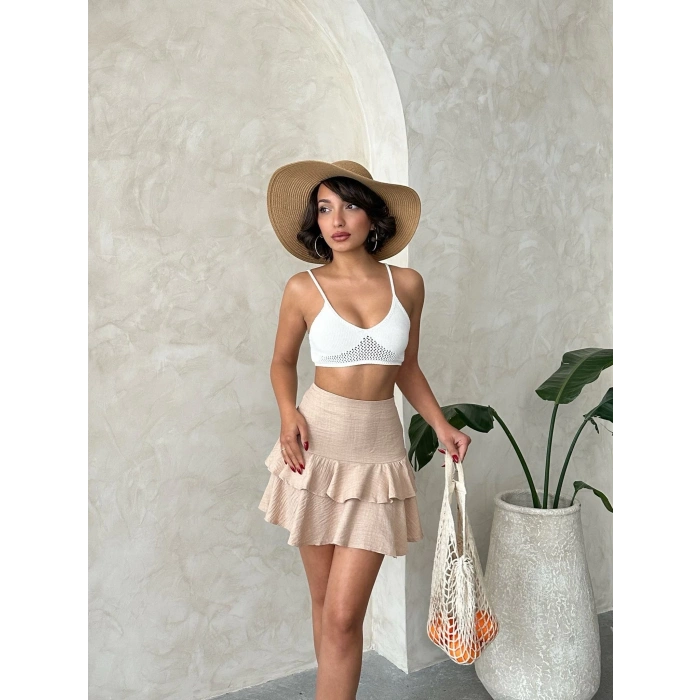 Valonlu fırfırlı etek s24681