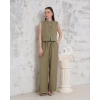 Broşlu yelek pantolon takım haki s255821