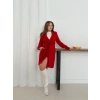 Cepli kuşaklı kaşe kaban kırmızı st26458