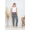 Viskon likralı alt pijama süzgülü siyah baskı desenli q6018