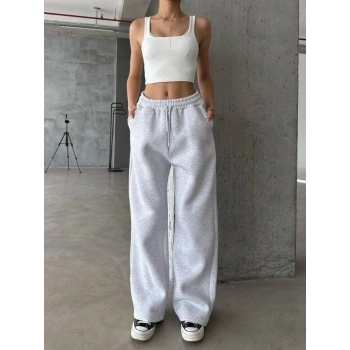 3 iplik şardonlu oversize eşofman gri