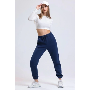 3 iplik şardonlu paça lastikli eşofman lacivert is001