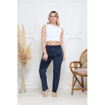 Kadife pijama altı lacivert q7013