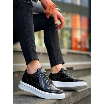 KB-X8 Kuback Siyah Rugan Detaylı Beyaz Yüksek Taban Günlük Spor Ayakkabı