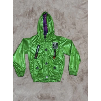 2-8 yaş arası erkek çocuk kapşonlu astarlı mont yağmurluk bennetton yeşil