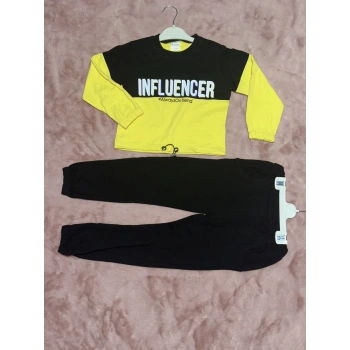 2-9 yaş beli lastikli ikili alt üst takım sarı siyah