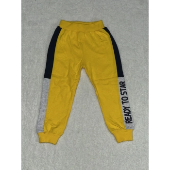 4-6-7 yaş erkek çocuk eşofman diz altı detaylı ek parça sarı