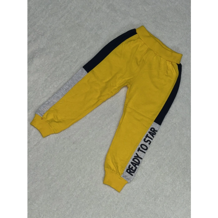4-6-7 yaş erkek çocuk eşofman diz altı detaylı ek parça sarı