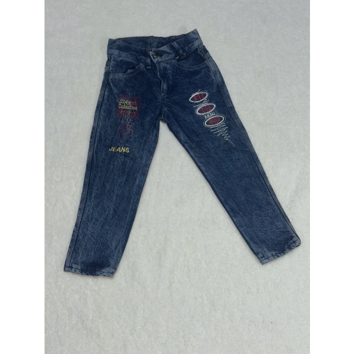 4-6 yaş kız çocuk jeans pantolon nakış işlemeli mavi