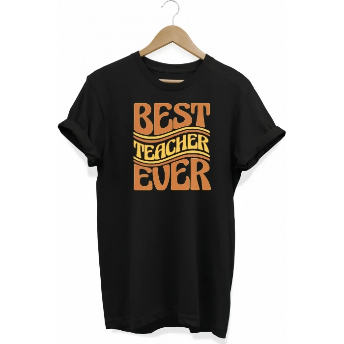 24 Kasım Öğretmenler Günü Hediye Baskılı Oversize Bisiklet Yaka T-shirt - Siyah