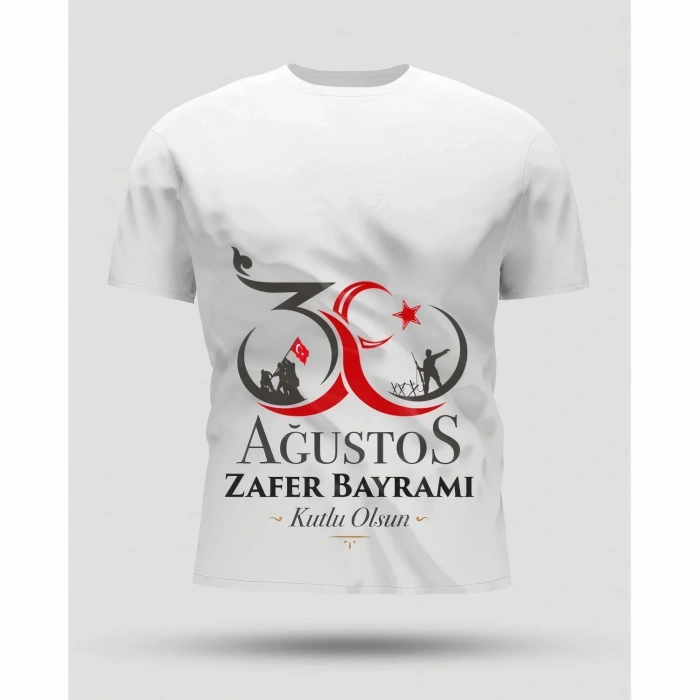 30 Ağustos Zafer Bayramı Baskılı Oversize Bisiklet Yaka T-shirt