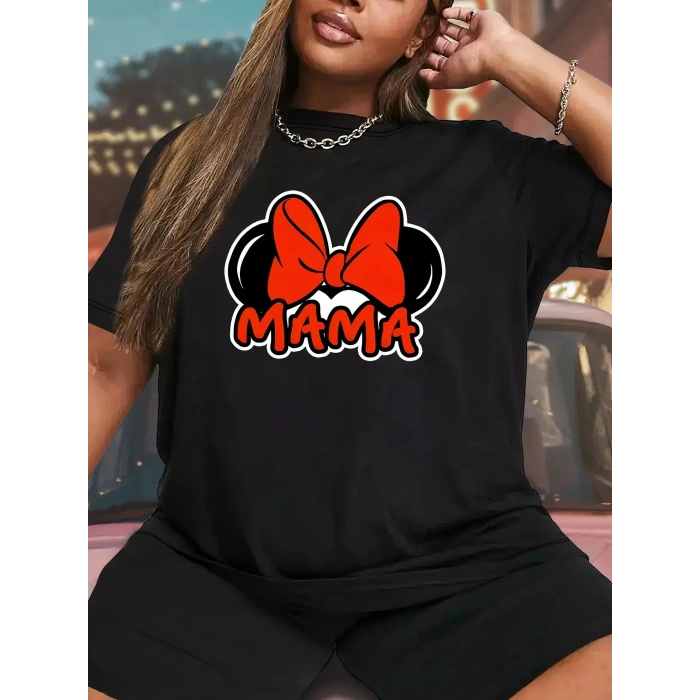 Anneler Günü Baskılı T-shirt - Siyah