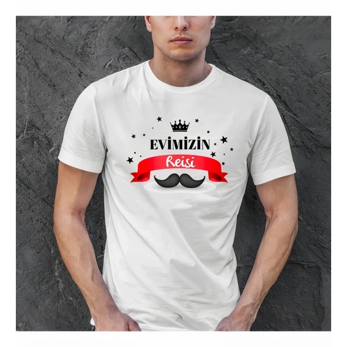 Babalar Günü Hediye Baba Temalı Baskılı Oversize Bisiklet Yaka T-shirt - Beyaz