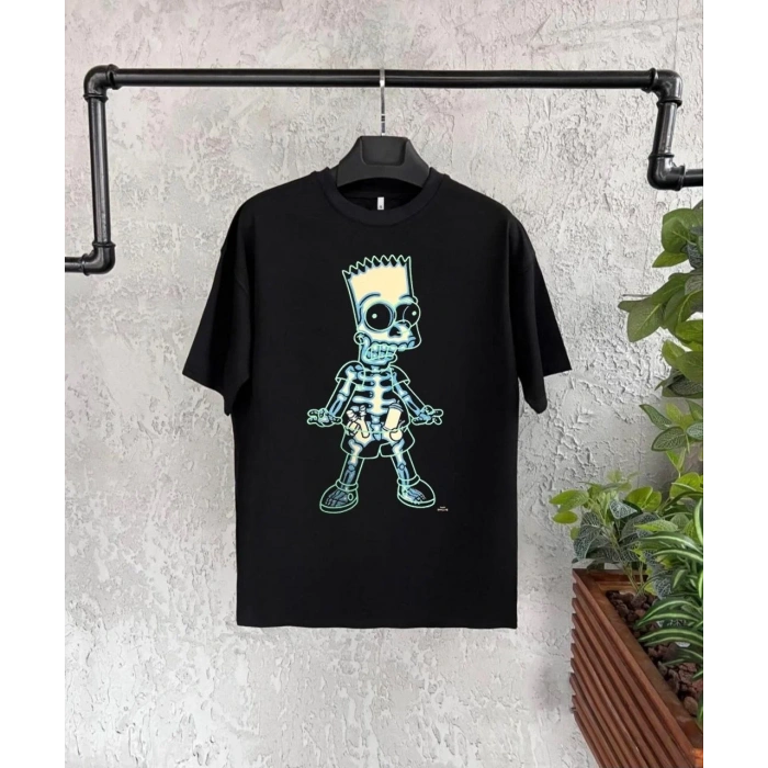 Çoçuk Bisiklet Yaka Kısa Kol Baskılı T-Shirt - Siyah