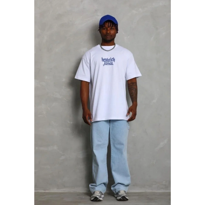 Erkek Baskılı T-Shirt Kısa Kol Bisiklet Yaka Regular Fit Tişört - Beyaz