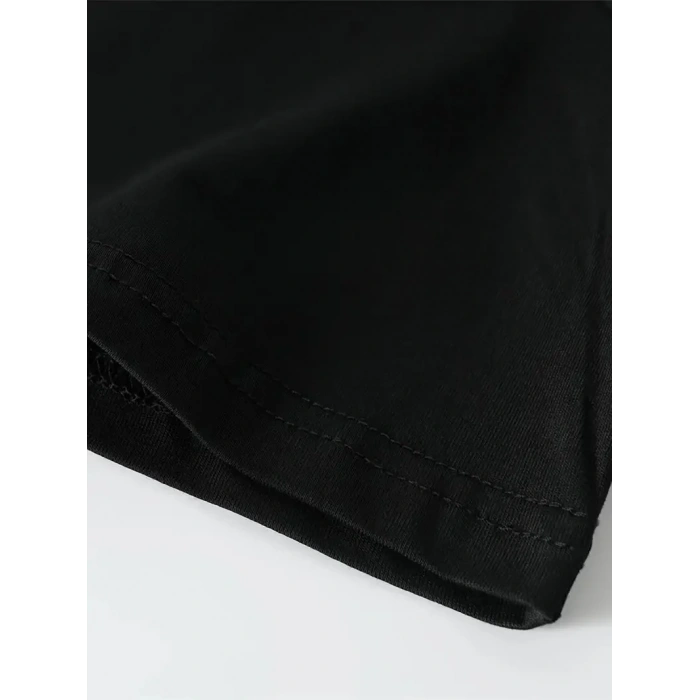 Erkek Baskılı Tişört Kısa Kol Bisiklet Yaka Oversize T-Shirt - - Siyah