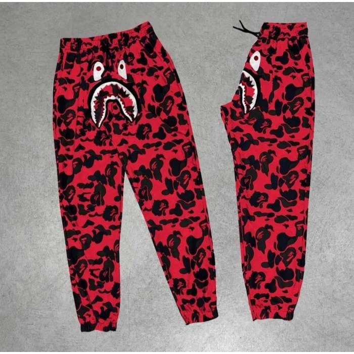Erkek Pubg Bape x Shark Eşofman Altı - Kırmızı