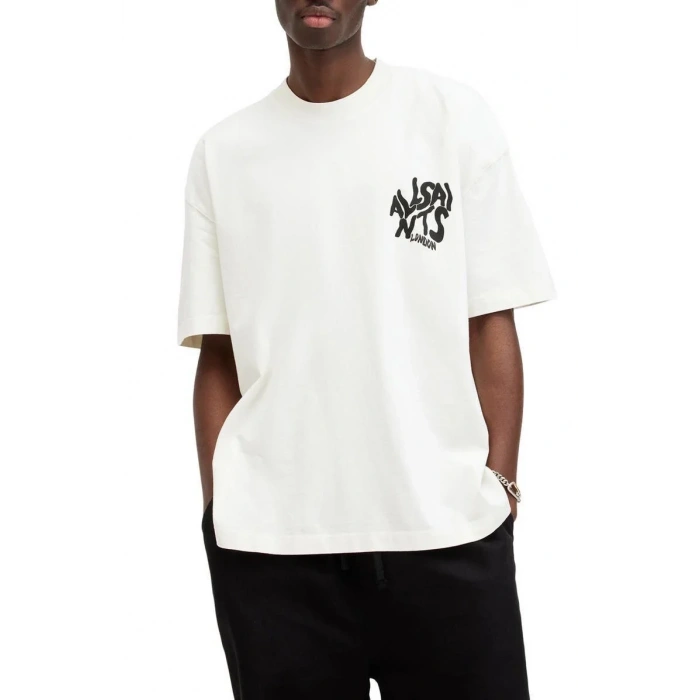 Erkek Tişört Baskılı Oversize kısa kol T-Shirt - Beyaz