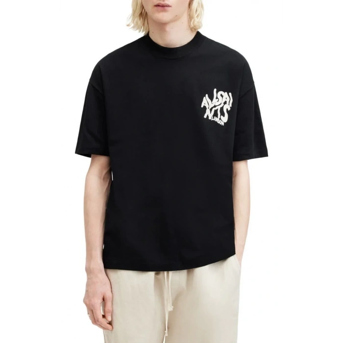 Erkek Tişört Baskılı Oversize Kısa kol T-shirt - Siyah