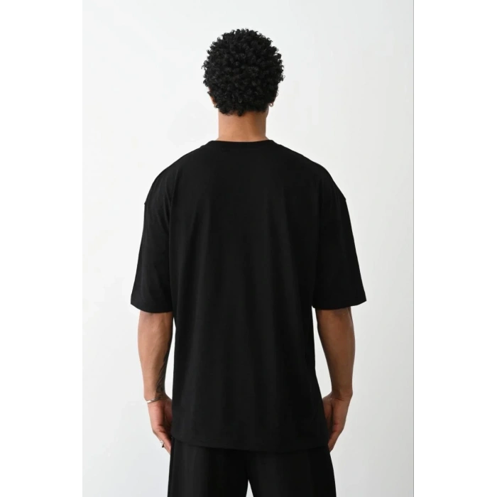 Erkek Tişört Düz Basic Penye Yazlık Bisiklet Yaka Kısa Kol T-Shirt - Siyah