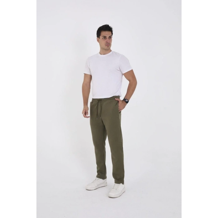 Erkek Üç İplik Basic Eşofman Pantolon - Haki
