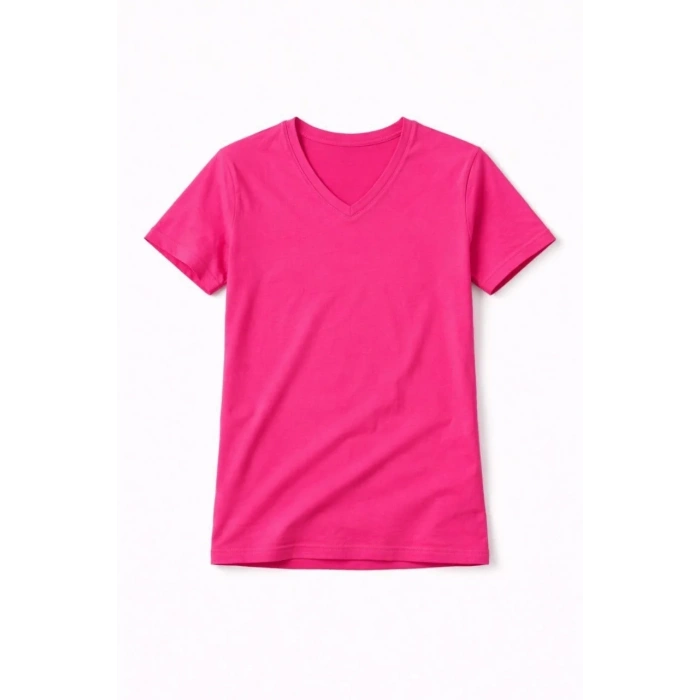 Genç Kız Çocuk V Yaka Tişört Model - Pembe