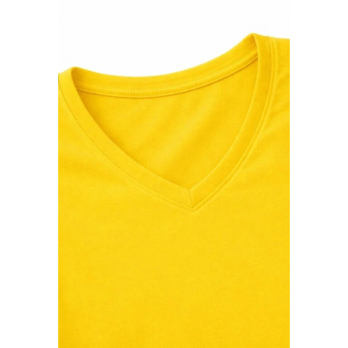 Genç Kız Çocuk V Yaka Tişört Model - Sarı