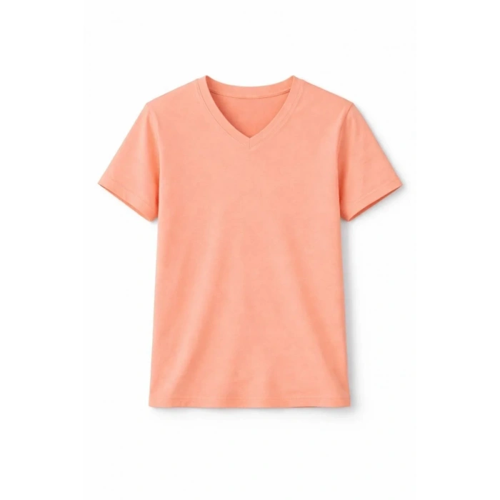 Genç Kız Çocuk V Yaka Tişört Model - Toz Pembe