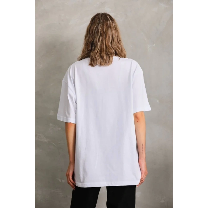 Kadın Düz  Kısa kol Penye T-shirt - Beyaz