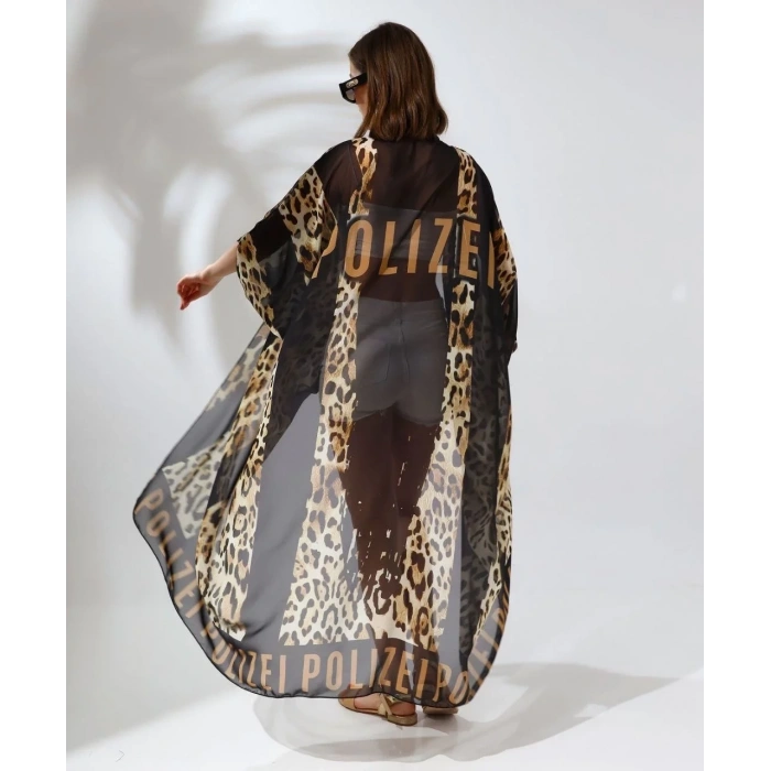Kadın Rahat Kesim Şifon Kimono - Leopar