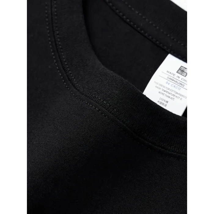 Kadın T-Shirt Bisiklet Yaka Kısa kol Baskılı Tişört - Siyah