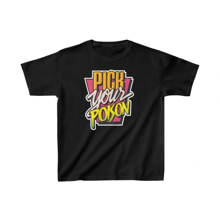 Unisex Çocuk Baskılı T-Shirt - Siyah