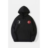 10 Kasıma Özel 3 İplik Kapüşonlu Baskılı SweatShirt Hoodie - Siyah