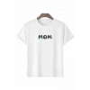 Anneler Günü Hediye Mom Çiçek Baskılı Oversize Bisiklet Yaka T-shirt - Beyaz