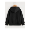 Çocuk Unisex Kapüşonlu Tatlı Kedi Baskılı Sweatshirt - Siyah