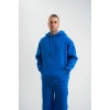 ERKEK 3 İplik Oversize Kapşonlu Basic SweatShirt Hoodie - Mavi