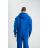 ERKEK 3 İplik Oversize Kapşonlu Basic SweatShirt Hoodie - Mavi