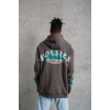 Erkek 3 iplik Pamuklu Alev Baskılı Kapüşonlu hoodie Sweatshirt - Gri