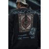 Erkek 3 iplik Pamuklu Bisiklet Yaka Baskılı SweatShirt - Siyah