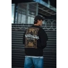 Erkek 3 iplik Pamuklu Bisiklet Yaka Baskılı SweatShirt - Siyah