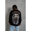Erkek 3 İplik Pamuklu Bisiklet Yaka Gangster Baskılı Sweatshirt - Siyah