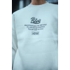 Erkek 3 iplik pamuklu Bisiklet Yaka Ön Ve Arka Baskılı SweatShirt - Beyaz