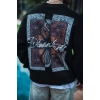 Erkek 3 iplik pamuklu Bisiklet Yaka Ön ve Arka Baskılı SweatShirt - Siyah