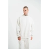 ERKEK 3 İplik Pamuklu Bisiklet Yaka Yıkamalı SweatShirt - Beyaz