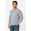 Erkek 3 İplik Pamuklu Düz Bisiklet Yaka SweatShirt - Gri