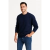 Erkek 3 İplik Pamuklu Düz Bisiklet Yaka SweatShirt - Lacivert