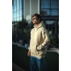 Erkek 3 İplik Pamuklu Kapüşonlu Basic SweatShirt Hoodie - Bej