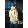 Erkek 3 İplik Pamuklu Kapüşonlu Basic SweatShirt Hoodie - Bej
